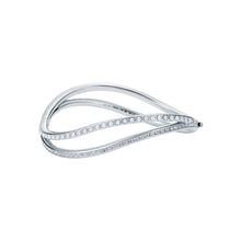 Load image into Gallery viewer, ted baker wavie: jewelled wave hinged crystal pearl silver tone bangle bracelet
