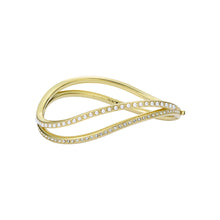 Load image into Gallery viewer, ted baker wavie: jewelled wave hinged crystal pearl gold tone bangle bracelet
