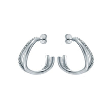 Load image into Gallery viewer, ted baker wayva: jewelled wave crystal silver tone large hoop earrings
