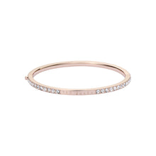 Load image into Gallery viewer, ted baker claudia: narrow crystal hinged bangle bracelet rose gold tone clear crystal
