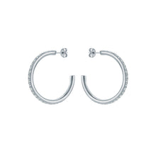 Load image into Gallery viewer, ted baker clanci: medium crystal silver tone hoop earrings
