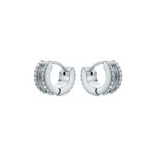 Load image into Gallery viewer, ted baker rosie: crystal roll huggie earrings silver tone clear crystal
