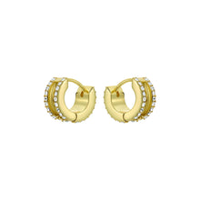 Load image into Gallery viewer, ted baker rosie: crystal roll huggie earrings gold tone clear crystal
