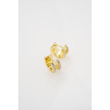 Load image into Gallery viewer, ted baker rosie: crystal roll huggie earrings gold tone clear crystal
