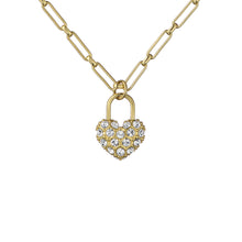 Load image into Gallery viewer, ted baker paris: statement pave crystal padlock pendant necklace gold tone clear crystal
