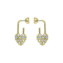 Load image into Gallery viewer, ted baker payton: pave crystal padlock drop earrings gold tone clear crystal
