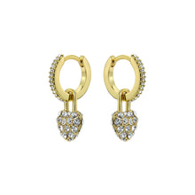 Load image into Gallery viewer, ted baker pari: pave crystal padlock huggie earrings gold tone clear crystal
