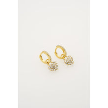 Load image into Gallery viewer, ted baker pari: pave crystal padlock huggie earrings gold tone clear crystal

