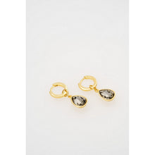 Load image into Gallery viewer, ted baker divine: crystal drop huggie earrings gold tone black diamond crystal
