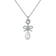 Load image into Gallery viewer, ted baker imogen: icon charm heart bow pearl drop pendant necklace
