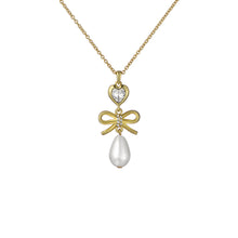 Load image into Gallery viewer, ted baker imogen: icon charm heart bow pearl drop pendant necklace
