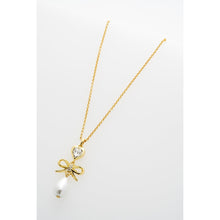 Load image into Gallery viewer, ted baker imogen: icon charm heart bow pearl drop pendant necklace
