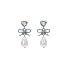 Load image into Gallery viewer, ted baker ivy: icon charm heart bow pearl drop earrings
