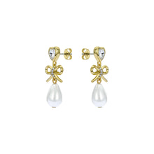 Load image into Gallery viewer, ted baker ivy: icon charm heart bow pearl drop earrings

