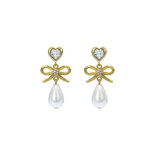 Load image into Gallery viewer, ted baker ivy: icon charm heart bow pearl drop earrings
