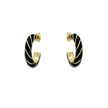 Load image into Gallery viewer, ted baker trinna: twist enamel gold tone hoop earrings
