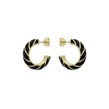 Load image into Gallery viewer, ted baker trinna: twist enamel gold tone hoop earrings
