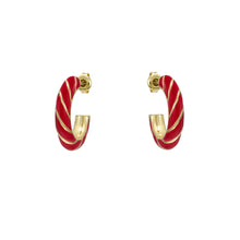 Load image into Gallery viewer, ted baker trinna: twist enamel gold tone hoop earrings
