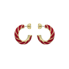 Load image into Gallery viewer, ted baker trinna: twist enamel gold tone hoop earrings
