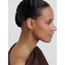 Load image into Gallery viewer, ted baker trinna: twist enamel gold tone hoop earrings
