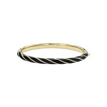 Load image into Gallery viewer, ted baker trinity: twist enamel hinged gold tone bangle bracelet
