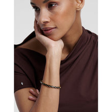Load image into Gallery viewer, ted baker trinity: twist enamel hinged gold tone bangle bracelet
