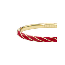 Load image into Gallery viewer, ted baker trinity: twist enamel hinged gold tone bangle bracelet
