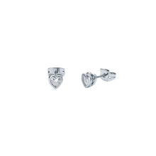 Load image into Gallery viewer, ted baker harmony: mini crystal heart stud earrings  silver tone clear crystal
