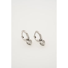 Load image into Gallery viewer, ted baker harper: mini crystal heart huggie earrings  silver tone clear crystal
