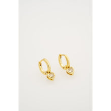 Load image into Gallery viewer, ted baker harper: mini crystal heart huggie earrings gold tone clear crystal
