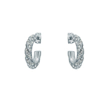 Load image into Gallery viewer, ted baker toni: crystal twist silver tone hoop earrings
