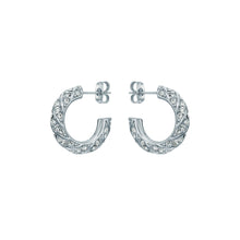 Load image into Gallery viewer, ted baker toni: crystal twist silver tone hoop earrings
