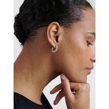 Load image into Gallery viewer, ted baker toni: crystal twist silver tone hoop earrings

