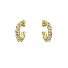 Load image into Gallery viewer, ted baker toni: crystal twist gold tone hoop earrings
