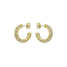 Load image into Gallery viewer, ted baker toni: crystal twist gold tone hoop earrings
