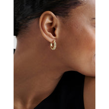Load image into Gallery viewer, ted baker toni: crystal twist gold tone hoop earrings
