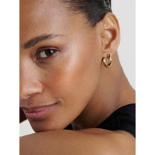 Load image into Gallery viewer, ted baker toni: crystal twist gold tone hoop earrings

