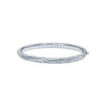 Load image into Gallery viewer, ted baker melissa: metal twist hinged silver tone bangle bracelet
