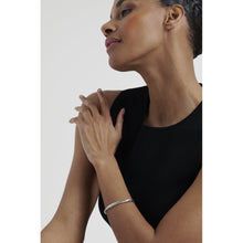 Load image into Gallery viewer, ted baker melissa: metal twist hinged silver tone bangle bracelet
