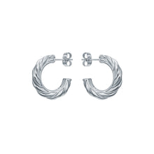 Load image into Gallery viewer, ted baker melanie: metal twist silver tone hoop earrings
