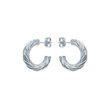 Load image into Gallery viewer, ted baker melanie: metal twist silver tone hoop earrings
