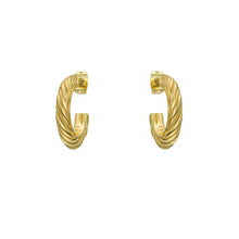 Load image into Gallery viewer, ted baker melanie: metal twist gold tone hoop earrings

