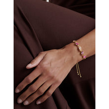 Load image into Gallery viewer, ted baker juliet: jewel chain crysta gold tonel drawstring bracelet
