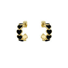 Load image into Gallery viewer, ted baker hannah: enamel heart gold tone hoop earrings
