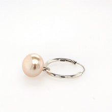 Load image into Gallery viewer, silver pearl sleeper�earring 13.5mm- 8mm�
