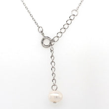 Load image into Gallery viewer, silver medium pearl pave set crescent necklace adjustable 41 - 45 cm�
