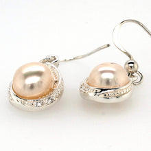 Load image into Gallery viewer, silver pearl mill grain swirl drop earring and pendant set 85mm
