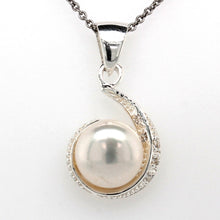 Load image into Gallery viewer, silver pearl mill grain swirl drop earring and pendant set 85mm
