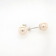 Load image into Gallery viewer, silver pearl studs 8mm
