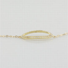 Load image into Gallery viewer, 9k yellow gold bracelet with open oblong in white cz
